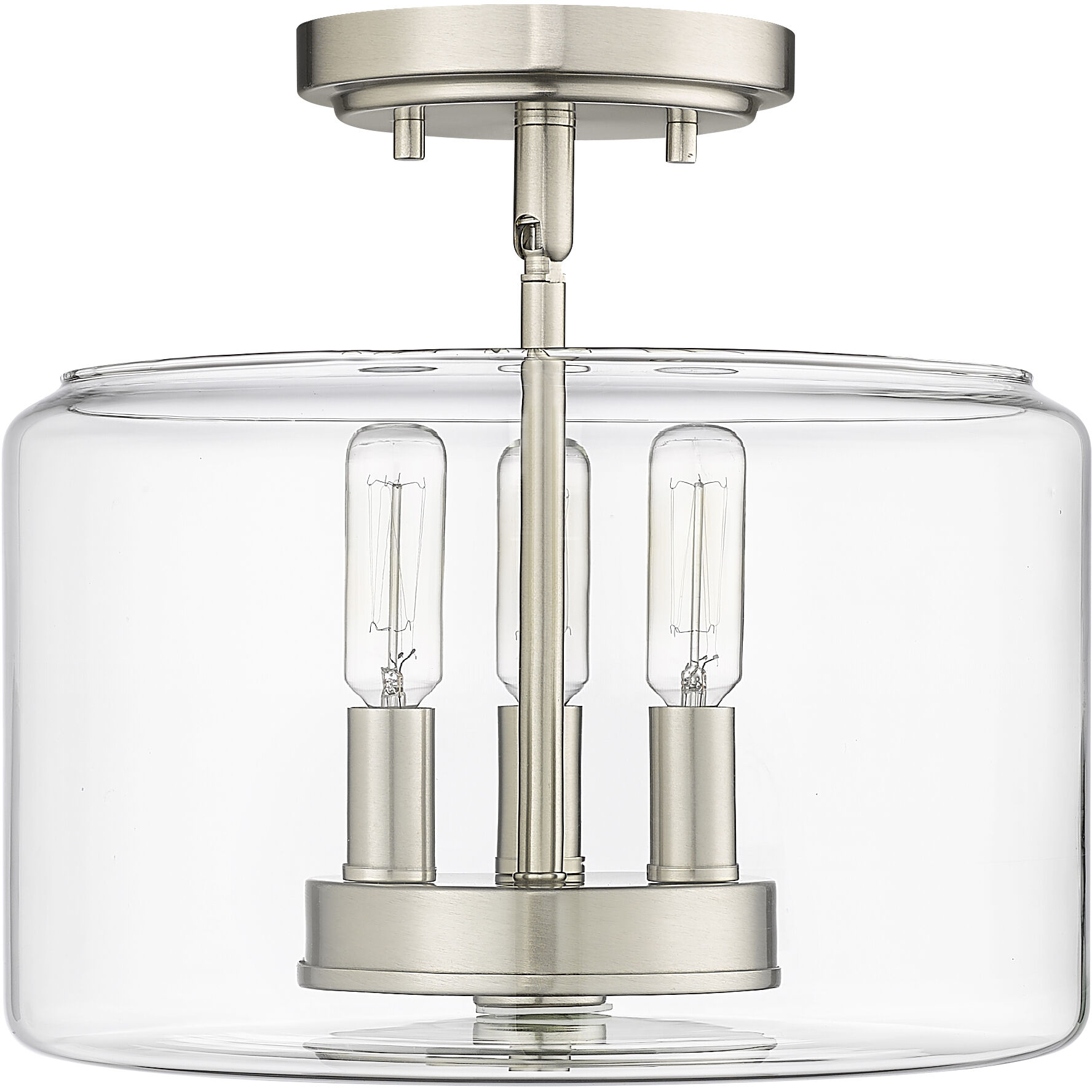 Asheville 3 Light 11 inch Brushed Nickel Semi-Flush Mount Ceiling Light